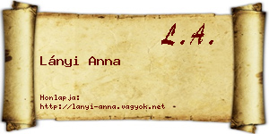 Lányi Anna névjegykártya